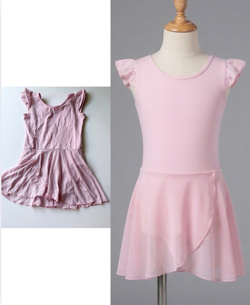 Girls Pink Ballet Leotard Dress Bow Back Mesh Skirt Size XL Youth